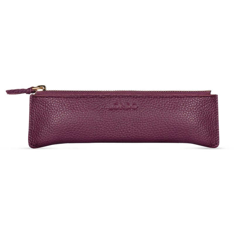 Londo Genuine Leather Pen Case with Zipper Closure, Pencil Pouch Stationery Bag - Image 1